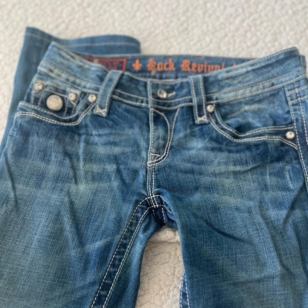 Rock Revival Blue Boot Cut Jeans with Decorative Stitching Size 29 Women’s - Picture 2 of 12